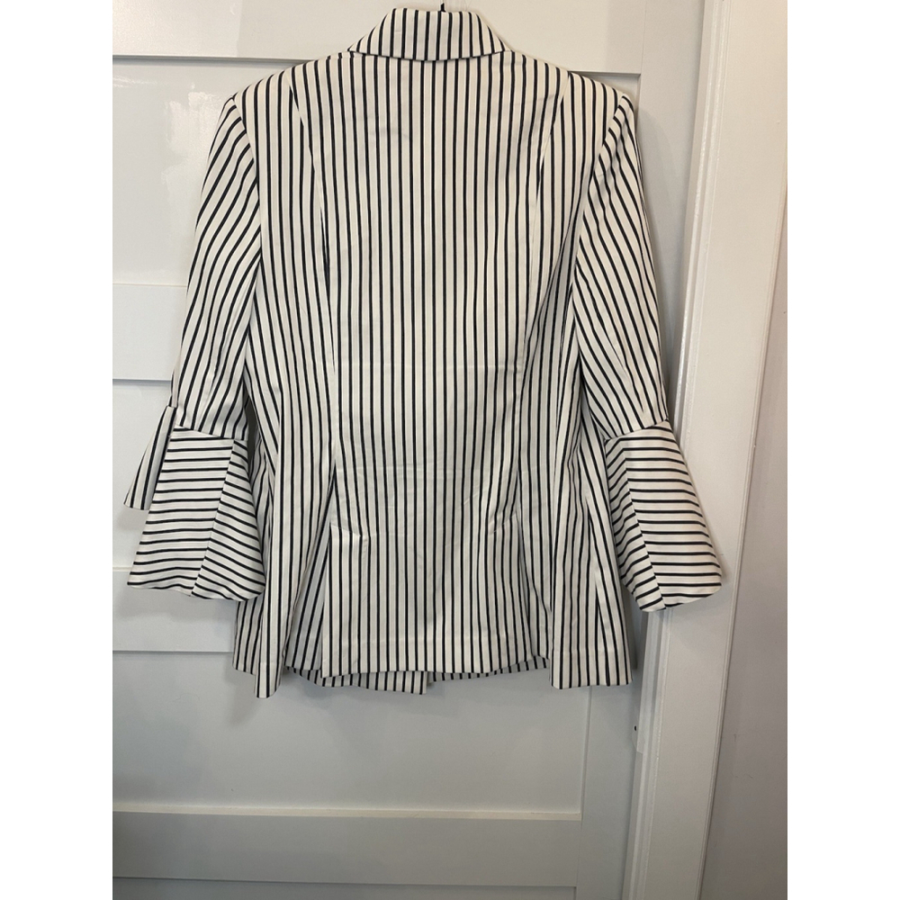 Cabi Navy Striped Bell Sleeve Blazer Women's 14 Style #5295 Coastal Preppy - Picture 5 of 8